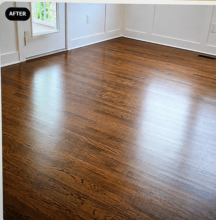 Durham hardwood floor after professional cleaning and buffing