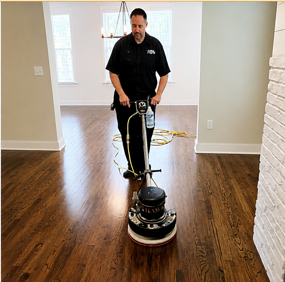 True Clean professional Clean and Buff service on hardwood flooring in Durham North Carolina