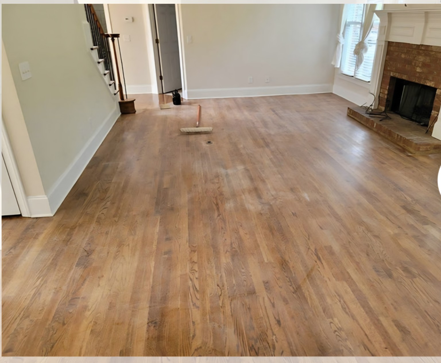 Before — Living room hardwood restoration