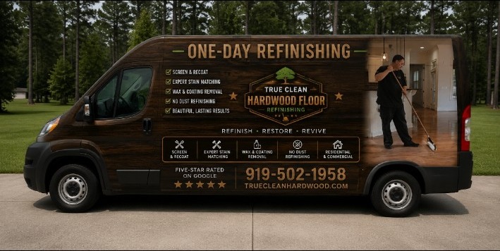 True Clean Hardwood Floor Refinishing service van in Wilson, North Carolina